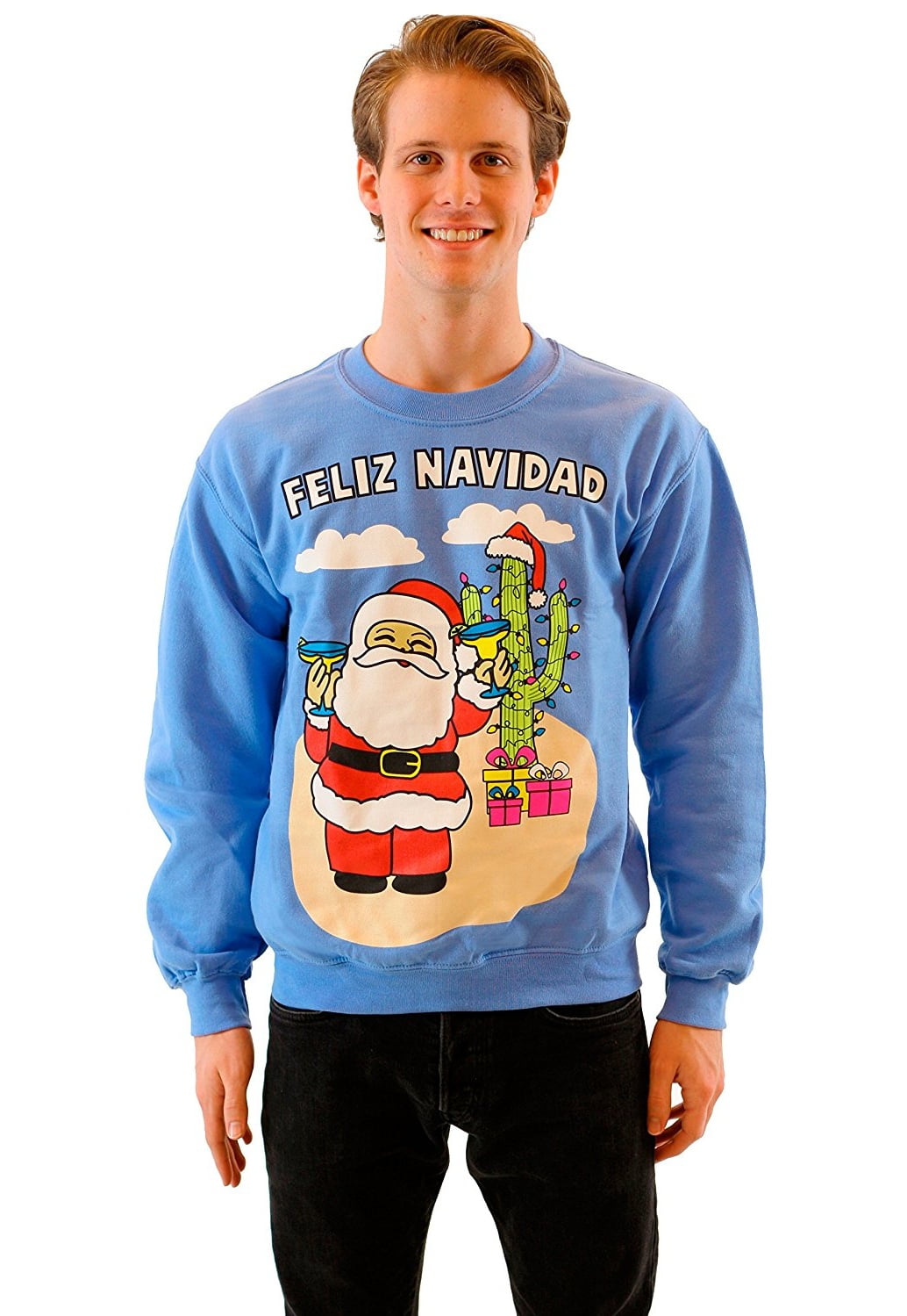 Feliz Navidad Santa Fiesta Light Blue 