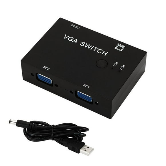 2 in 1 Out VGA Selector Box Computer Screen Video Signal Switcher Portable USB Powered Video Switch Box