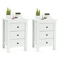 thumbnail image 1 of Patiojoy Table d'Extrémité 2 Pcs Table de Nuit Meubles de Salon avec 3 Tiroirs Blanc, 1 of 7