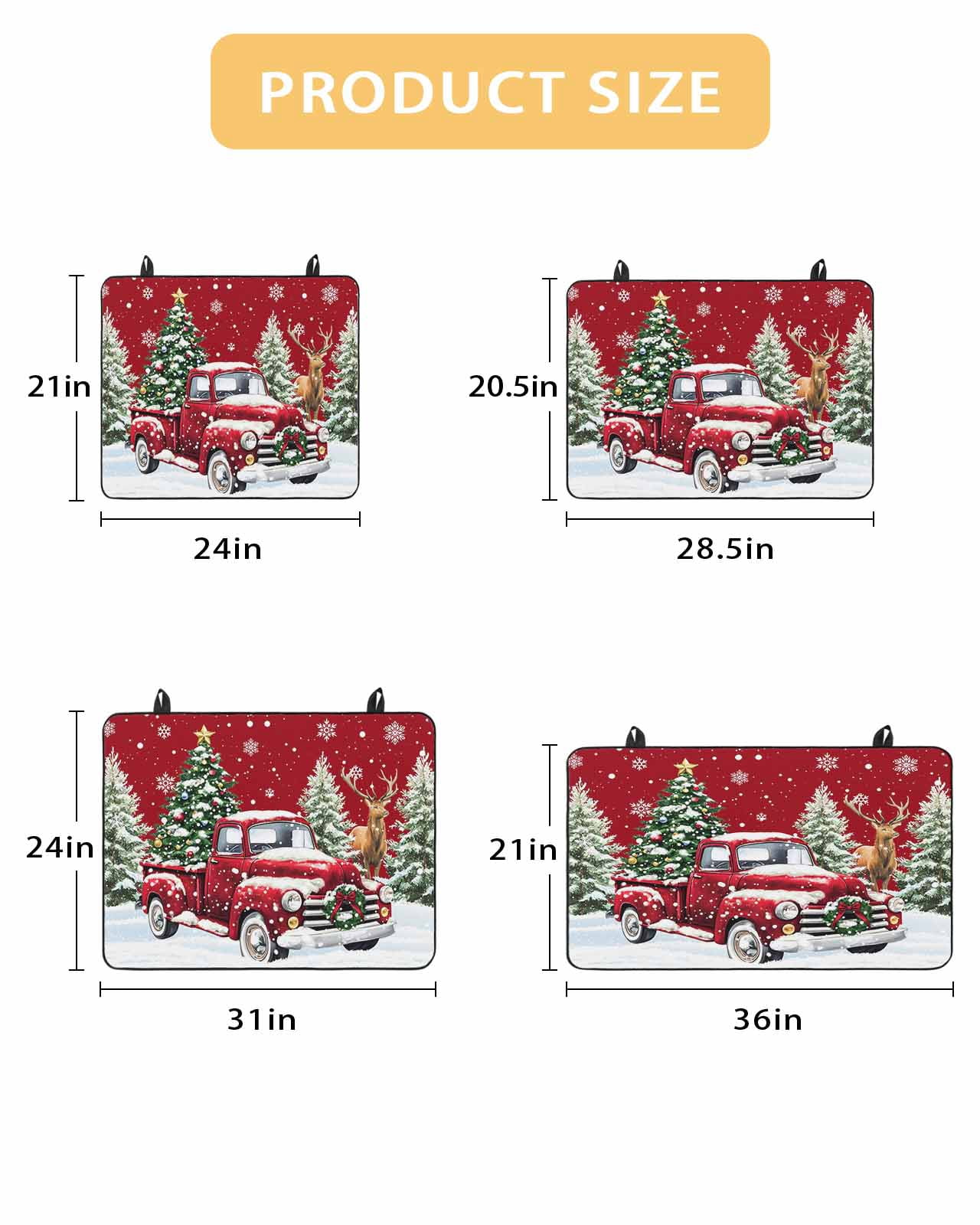 Large Induction Cooktop Protector Mat Christmas Stove Top Covers for Electric Stove, Red Truck Xmas Tree Winter Snowflakes Elk Decorative Stove Burner Cover Mats, Glass Top Stove Cover