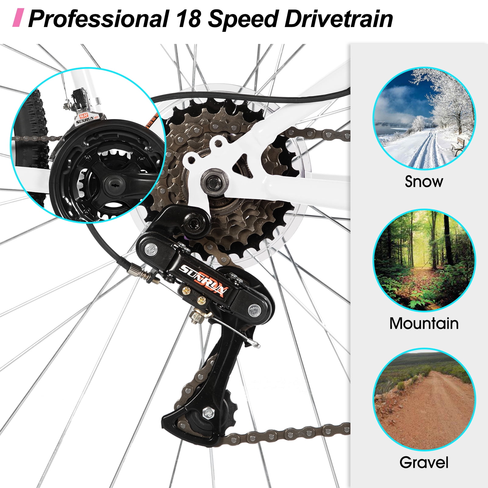 HILAND 26 inch Mountain Bike for Men Women, 18 Speeds High-Carbon Steel Frame, Sport Cycling MTB Bicycle for Adult