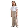 thumbnail image 3 of Lullu Girls Pleated Suit Pants Elastic Waist Loose Straight Leg Dress Pants, Sizes 14-16, 3 of 3
