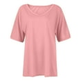 thumbnail image 5 of Timegard Tops for Women V Neck Short Sleeve Comfy Solid Color Loose Blouse Casual Basic Tee Shirts Tops, 5 of 5
