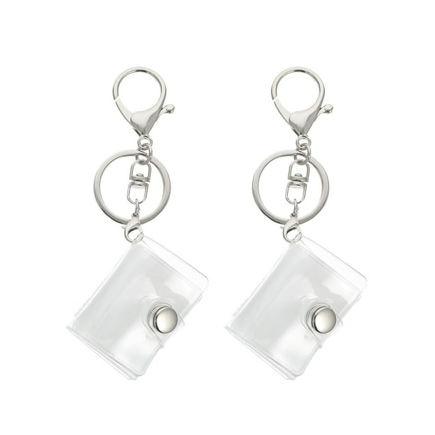 2 llaveros pequeños para álbumes de fotos, de bolsillo, transparentes, con forma de tarjeta, para decorar llaveros.