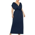 thumbnail image 2 of Viikei Women's Long Sleeve Vintage Maxi Dress,Women's Plus-size Solid Color V-neck Loose Dress Short Sleeve Round Neck Ankle-length Dress Navy M, 2 of 4