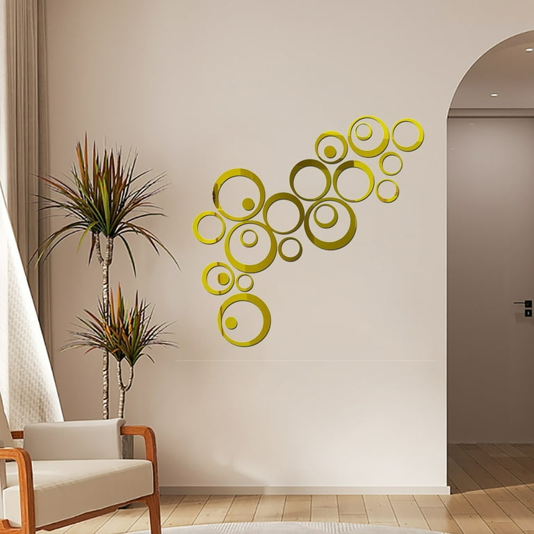 24 Pcs Acrylic Circle Mirror Wall Stickers – Black & Red Decals, DIY Modern Art Mural For Living Room, Bedroom Decor