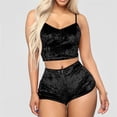 thumbnail image 2 of Conjunto de Pijama Sexy para mujer, ropa interior de seda satinada, terciopelo, cómodo, Top corto sin mangas y pantalones cortos, 2 of 4