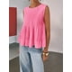 thumbnail image 5 of Blusa Plisada Sin Mangas con Peplum de Verano para Mujer, Estilo Babydoll Y2K con Cuello Redondo. Rosa L, 5 of 9