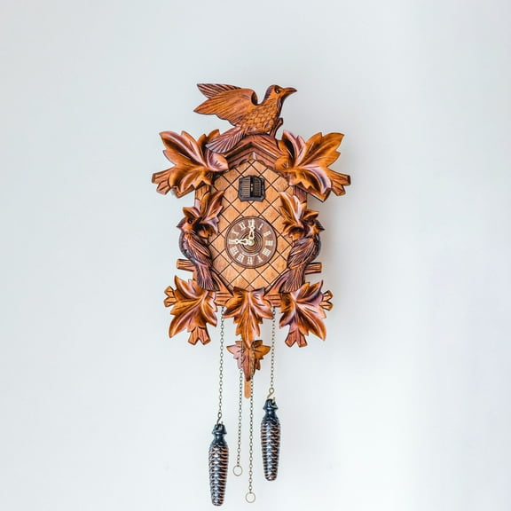 Hermle 21" Brown and Gold Bird Cuckoo Wall Clock