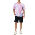 thumbnail image 2 of Camisetas de hombre INSPIRE CHIC de manga corta, camiseta de verano con estampado de teñido anudado, camisetas impresas hip hop L azul rosa, 2 of 6