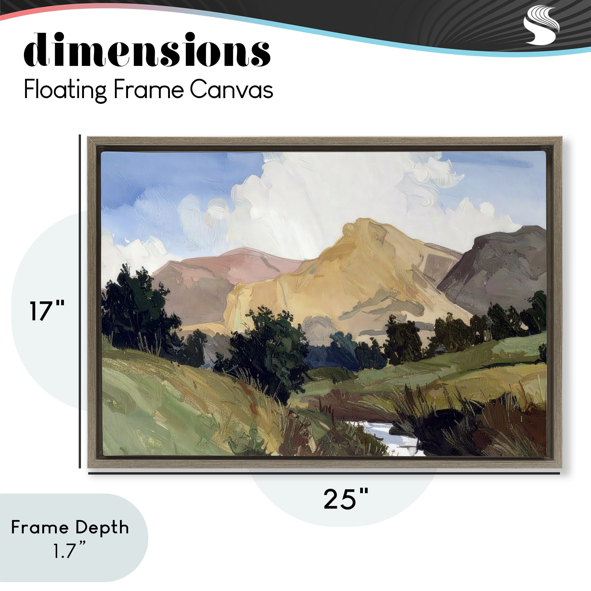 Stupell Industries River Mountain Divide Brown Framed Floater Canvas Wall Art, design by Alonza Saunders