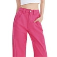 thumbnail image 4 of ManxiVoo Women's Classic Straight Leg Jeans High Waisted Comfort Fit Denim Pants with Stretch for Daily Wear XL Size Hot Pink, 4 of 5