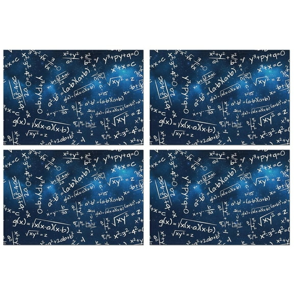 Math Equations Starry Blue Background Pattern Summer Placemats Table Placemats Set Of 4-Linen Kitchen Washable Placemats Table Mats 11.8"x17.7" Non-Slip Heat Resistant