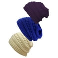 thumbnail image 1 of Bonnet Tricoté pour Femmes Lot de 3 - Ivoire/violet/royal, 1 of 1