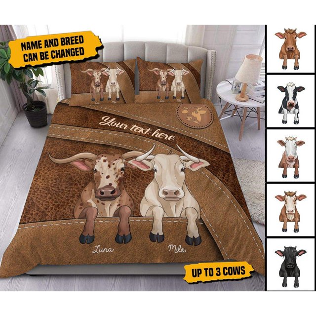 Juego de cama personalizado vaca, regalo personalizado para granjeros, amantes de las vacas,