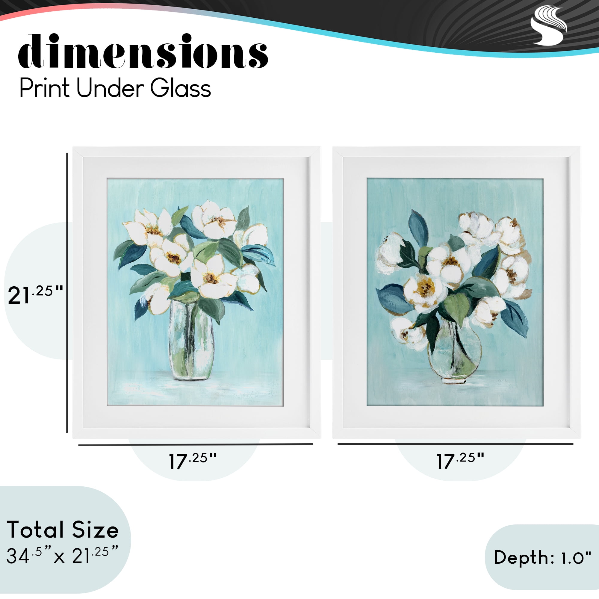 Stupell Industries Magnolia Blossom Vases 2 Piece White Framed Print Under Glass Set, design by Janet Tava