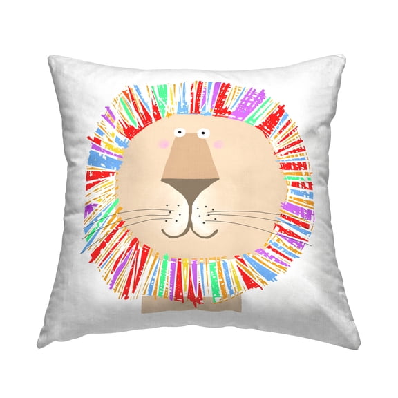 Stupell Industries Smiling Rainbow Lion Decorative Printed Throw Pillow Design by Carla Daly