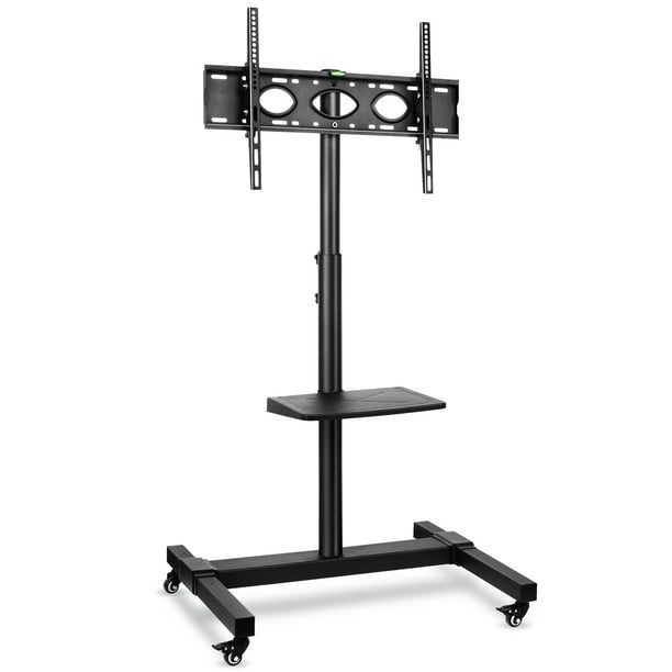 Mobile TV Stand on Wheels Rolling TV Cart with Shelf for TVs up to 70"