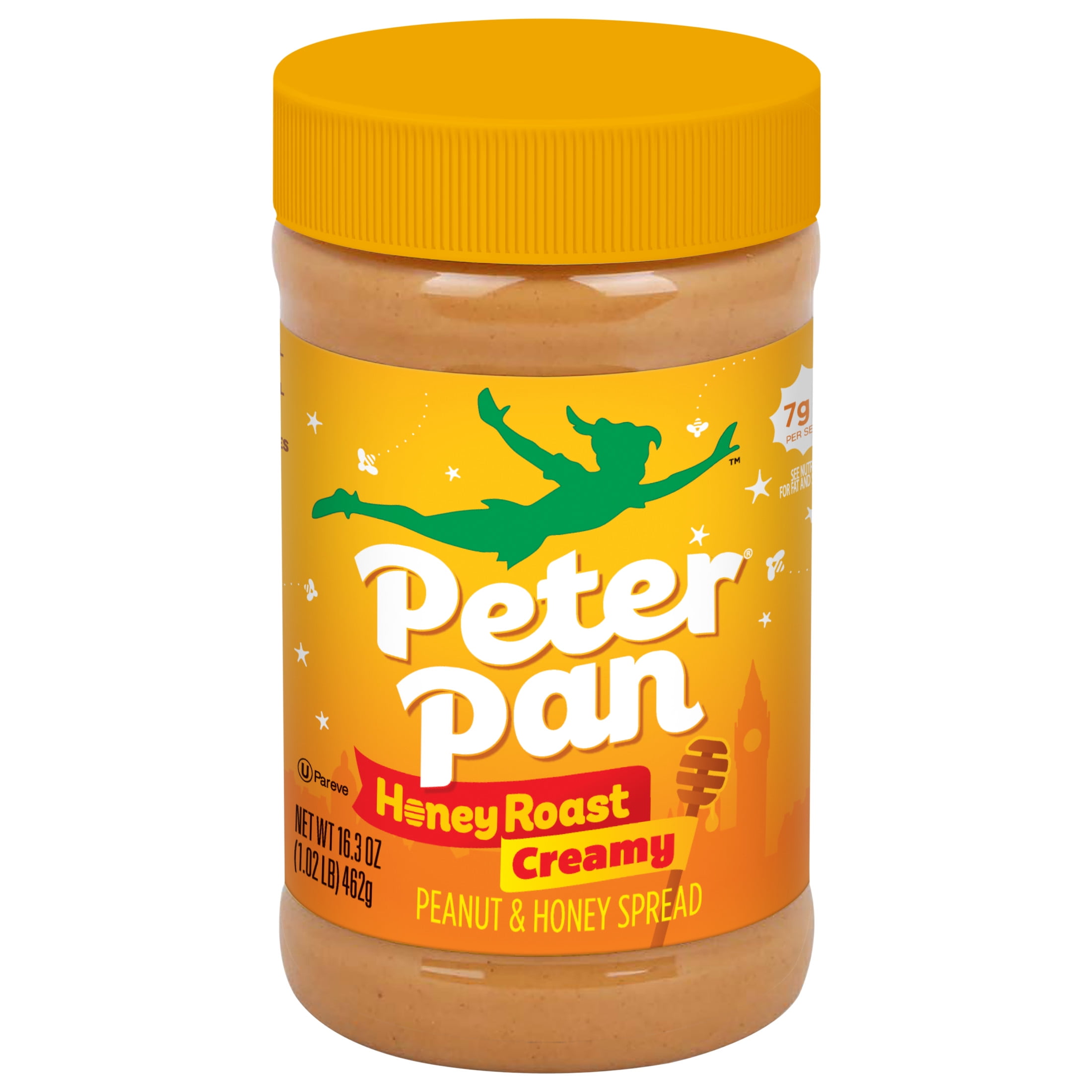 (12 pack) Peter Pan Creamy Honey Roast Peanut Butter, Smooth Peanut Butter Spread, Gluten-Free, 16.3 oz Jar