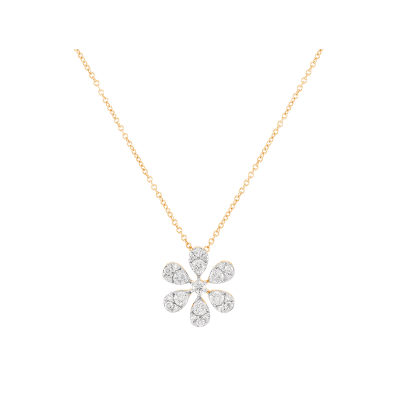 Women's Welry 1/2 cttw Diamond Flower Pendant Necklace in 10kt Yellow Gold, 17" 1"