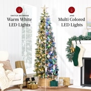 Best Choice Products 6ft Frosted Pre-Lit Artificial Scotch Pine Pencil Christmas Tree w/ 150 LED Lights, Metal Stand