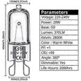 thumbnail image 2 of G9 Halogen Light Bulbs 28W, G9 Dimmable Capsule Bulbs, Warm White 2800K, Non-Flicker,10 Pack, 2 of 5
