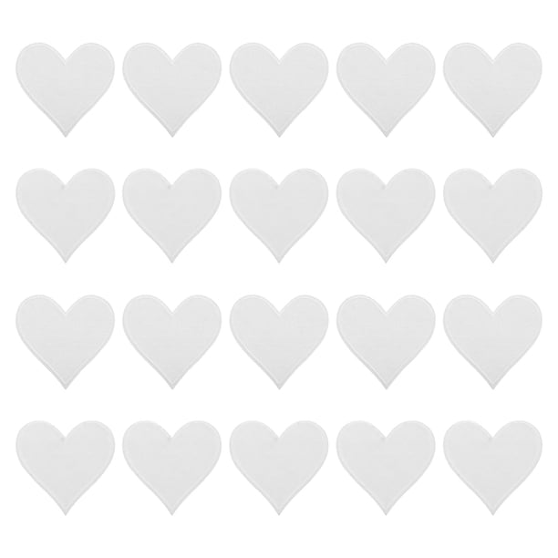 Parches en forma de corazón Uxcell, parches blancos, parches de planchar, apliques bordados de 2.8x2.68 pulgadas para reparación de ropa, mochila, 20 piezas