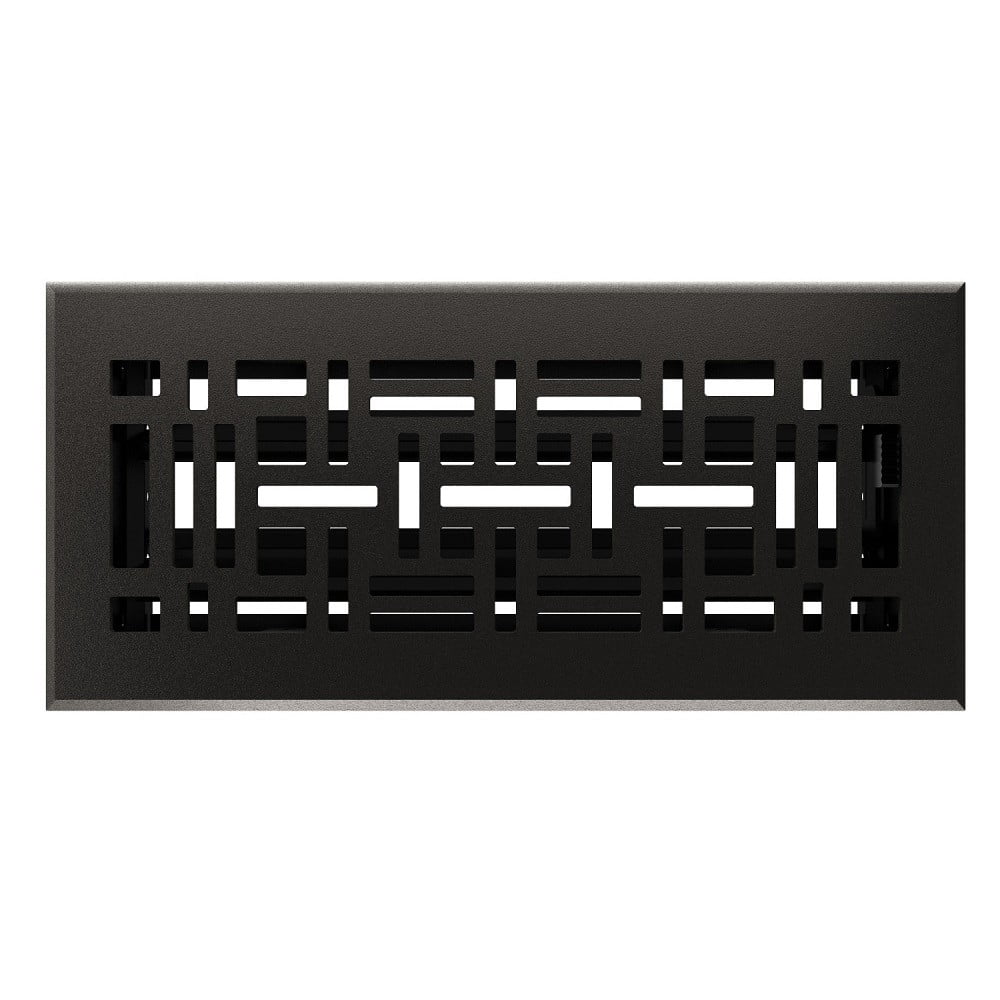 Imperial RG3480 Cast Iron Arts & Crafts Design Louvered Floor Register - 4inch x 10inch Duct Opening