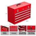 thumbnail image 7 of Metal Tool Box with 4 Drawers Portable Steel Tool Chest with Metal Cylinder Lock and Latch Closure, Liner, Red Powder Coating, Suitable for Garage, Warehouse and Outdoor Repair Job, 7 of 7