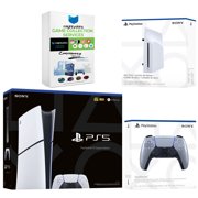 Sony PlayStation 5 Slim Digital Bundle with Disc Drive, Extra Controller and MightySkins Game Collection - Sterling Silver