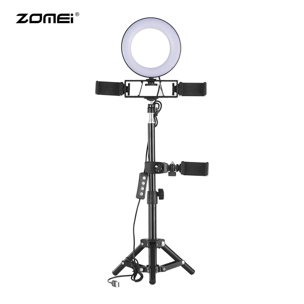 ZOMEI 6 Inch Desktop Selfie LED Ring Light 3000-6000K with Tripod Stand Wireless Remote Control Cell Phone Holder Mini Camera Ringlight Kit for YouTube Video Live Stream Makeup 
