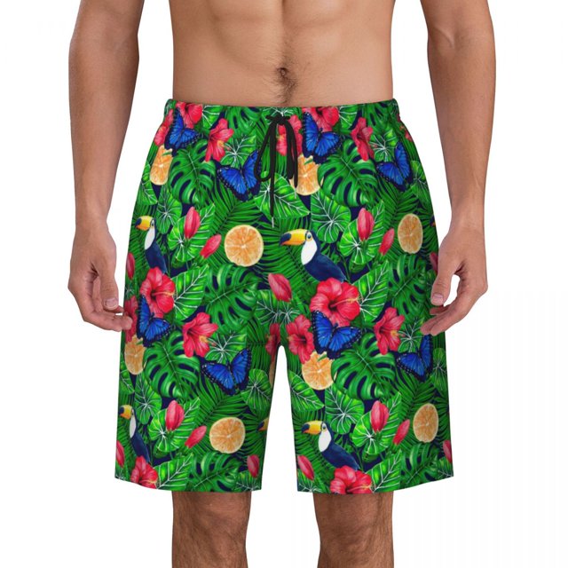 Summer Board Shorts Man Beautiful Leaf Surfing Pink and Purple Custom Board Short Pants Classic Breathable Beach Trunks Big Size