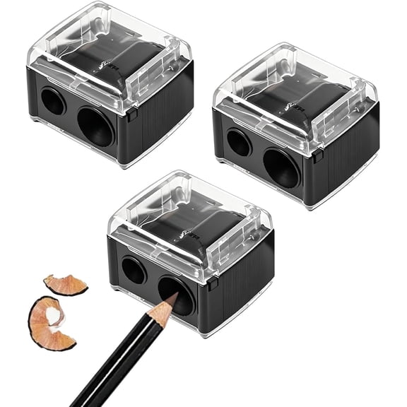 3 PCS Eyeliner Sharpener,2 Holes Makeup Sharpener,Plastic & Stainless Steel Compact Eyebrow Pencil Sharpeners for Various Sizes of Eyebrow Pencil,Eyeliner,Lip Liner etc,Easy to Clean(Black)