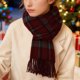 thumbnail image 1 of Bufanda cálida para mujer, tipo chal grande, ideal para el invierno. Bufanda gruesa de punto con estampado de cuadros azul, rojo y naranja. Manta cálida para el cuello con flecos. Suave y ligera. Uni, 1 of 4
