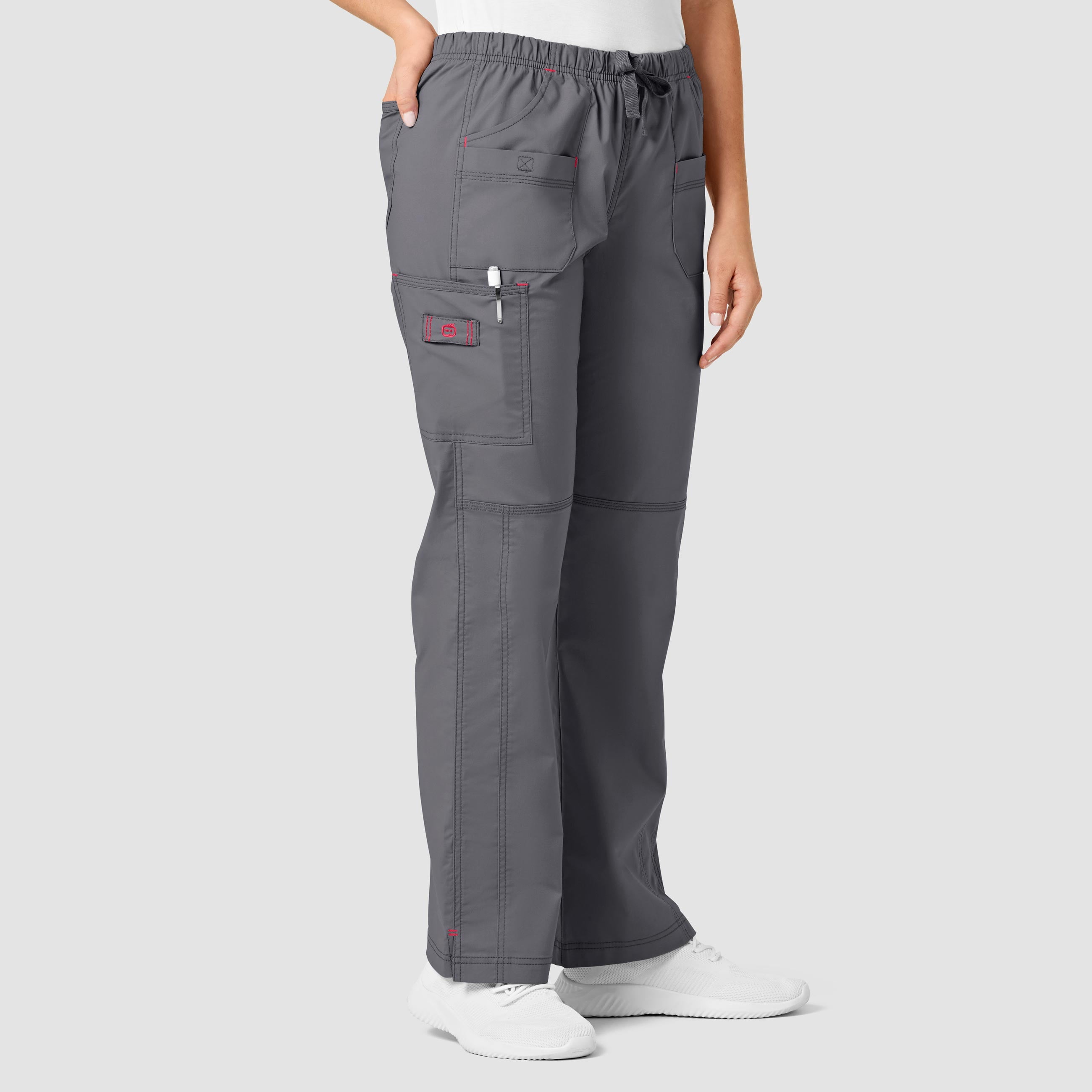 Wink WonderFLEX Women's Faith Multi-Pocket Cargo Scrub Pant, Pewter, XL