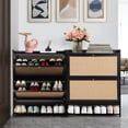 thumbnail image 4 of YOCWO Shoe Storage Cabinet with Flip Drawers for Entryway, Shoe Rack Organizer with Open Shelf, Black, 4 of 8