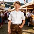 thumbnail image 3 of Kureaily Kids Festive Shirt With Pleated Short Sleeves And Notched Collar For Boys Button Front Top Celebrati on Events Daily ,kids uniform button topSize 4-5 Years ,White, 3 of 5