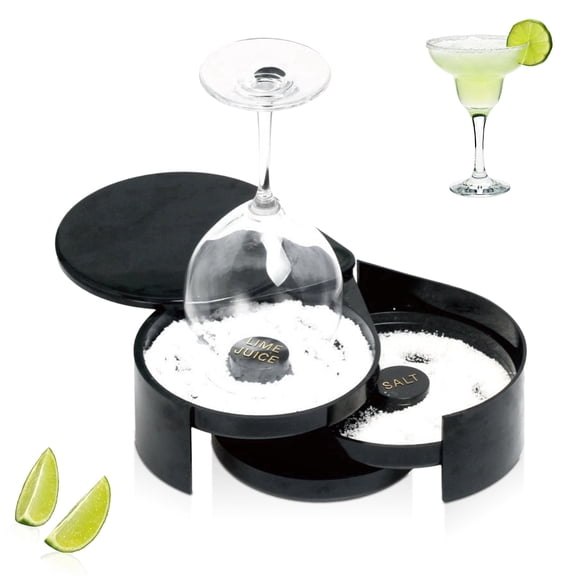 3 Tier Bar Glass Rimmer, Margarita Salt Rimmer Bar Juice Cocktail Seasoning Box with 3 Trays Margarita Cocktail Bartender Tool for Party, Bar, Reception