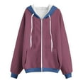 thumbnail image 5 of BXINGOHAI Women's Thin Fleece Hoodies Full Zip Up Sweatshirts With Pockets Solid Long Sleeve Casual Hooded Jackets Today Purple,S, 5 of 5