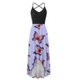 thumbnail image 3 of PEASKJP Midi Dresses for Women 4th of July American Flag Dress Casual Summer Short Sleeve Round Neckline Floral Maxi Dress Purple X-L, 3 of 3
