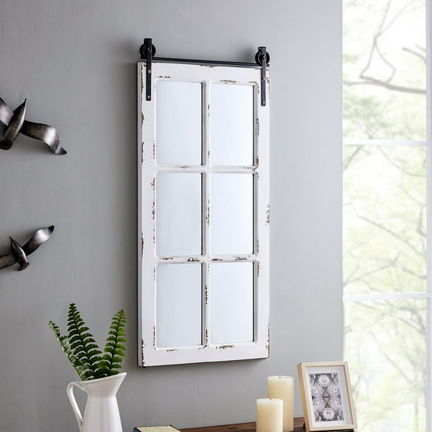 FirsTime & Co. White Saddlebrook Barn Door Wall Mirror, Farmhouse