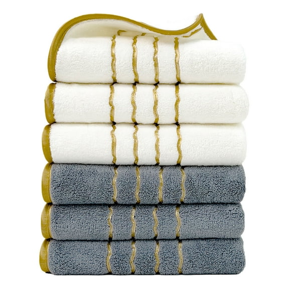 Cinvoph 6pcs Bathroom Towels, Larger & Lighter Weight Exquisite Hand Towel for Bath, Face, Decorative, Super Soft Absorbent Machine Washable 13"x27", D