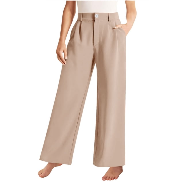 Coerni Girls Wide Leg Pants Solid High Waisted Business Work Slacks Pants Causal Loose Straight Leg Palazzo Trousers