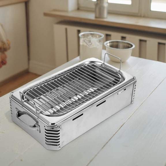 WHAMVOX Durable Stainless Steel Barbecue Rack for Outdoor BBQ with Uniform Heat Conduction and Vents 1Pc Silver