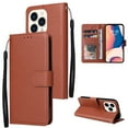 thumbnail image 1 of SaniMore for iPhone 14 Pro Max 6.7" PU Leather Case, Magnetic Closure Flip Wallet Cover with Wrist Strap Card Slot & Multi-Angle Kickstand All-Inclusive Protective Shell, Brown, 1 of 9