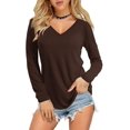 thumbnail image 1 of Womens V Neck Long/Short Sleeve T Shirts Basic Tee Tops, 1 of 3