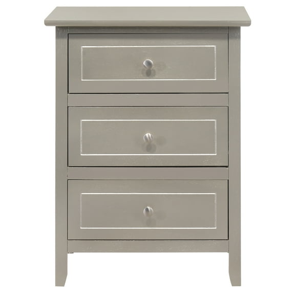 Passion Furniture Daniel 3-Drawer Silver Champagne Nightstand (25 in. H x 15 in. W x 19 in. D)