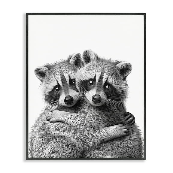 Stupell Industries Two Hugging Raccoons Animals & Insects Painting Black Framed Art Print Wall Art, 11 x 14