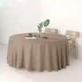 thumbnail image 2 of Efavormart 120" Taupe Premium Faux Linen Round Tablecloth | Textured Wrinkle Free Tablecloth, 2 of 11