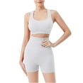 thumbnail image 2 of Conjunto de dos piezas de sujetador deportivo con amortiguación para mujer, pantalones cortos deportivos de cintura alta sin costuras y almohadillas para el pecho, ropa moldeadora para mujer, 2 of 6